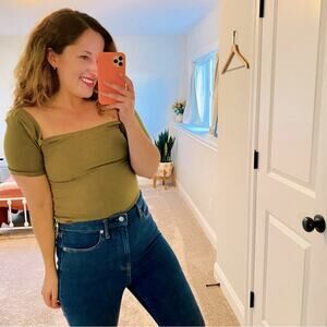 NWT n:philanthropy Green Ribbed Bodysuit Small